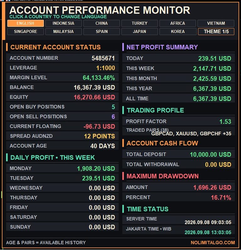 MONITOR ACCOUNT MT5 INDICATOR